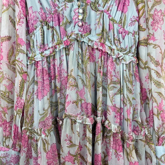 Hemant And Nandita Womens Powder Blue Short Dress Medium - Picture 8 of 11